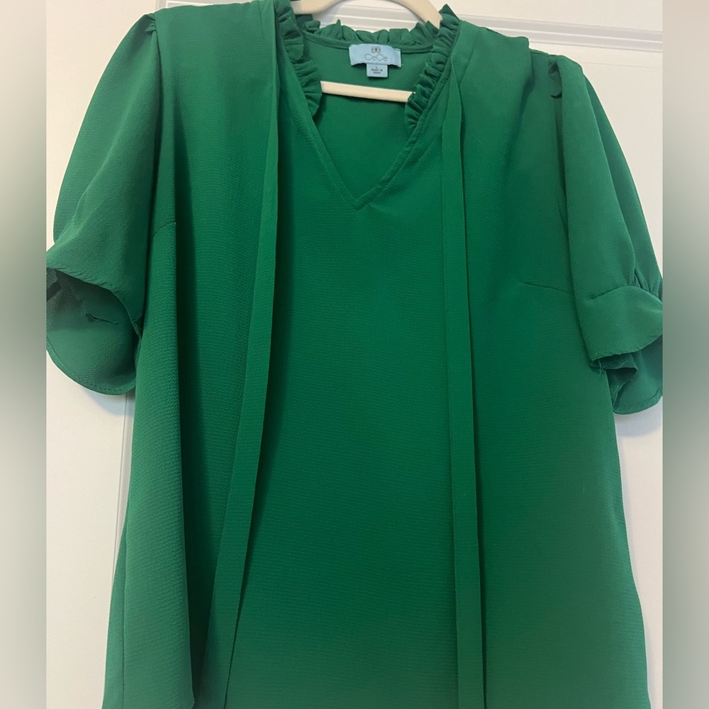 Green Ruffled Blouse